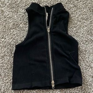 Black high neck tank top with zipper